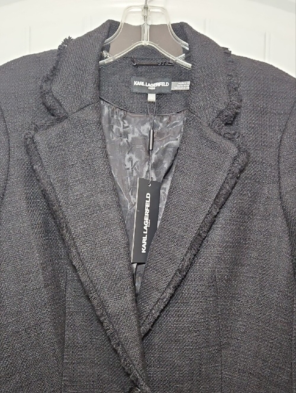 Karl Lagerfeld Paris Black Tweed Blazer Size 6 New Women's Careerwear Layering - Picture 3 of 11